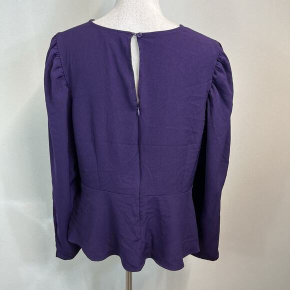 Express Blouse Top size Large Dark Purple Crepe Princess Modest Church Wedding - Picture 6 of 7